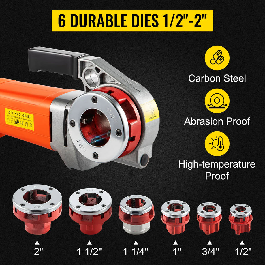 Electric Pipe Threader with 6 Dies