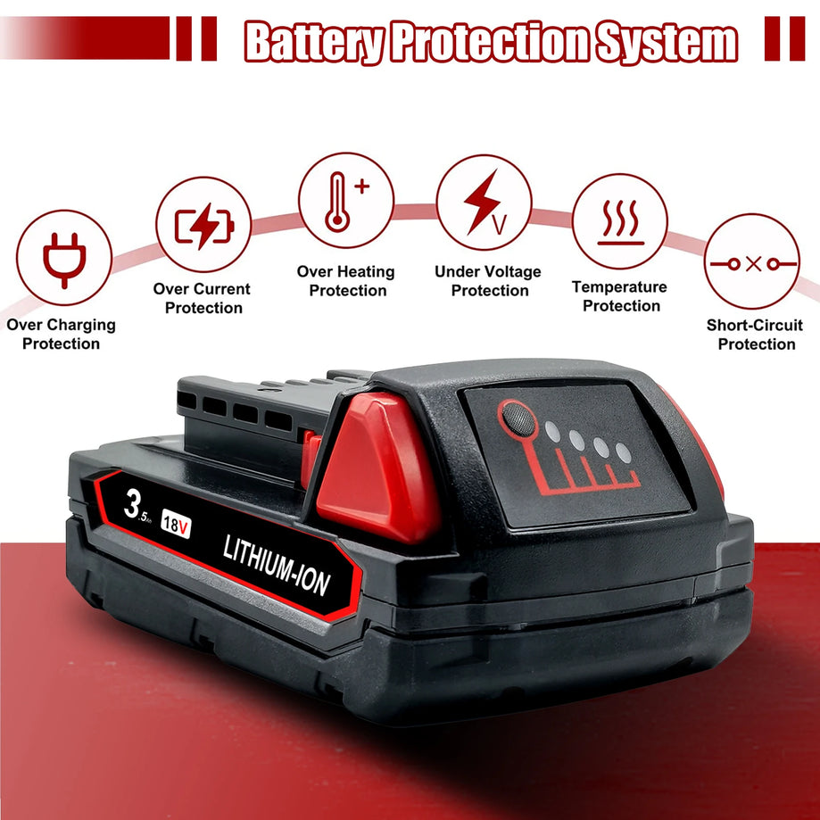 3.5Ah M18 Battery For Milwaukee 18V - Replacement Batteries