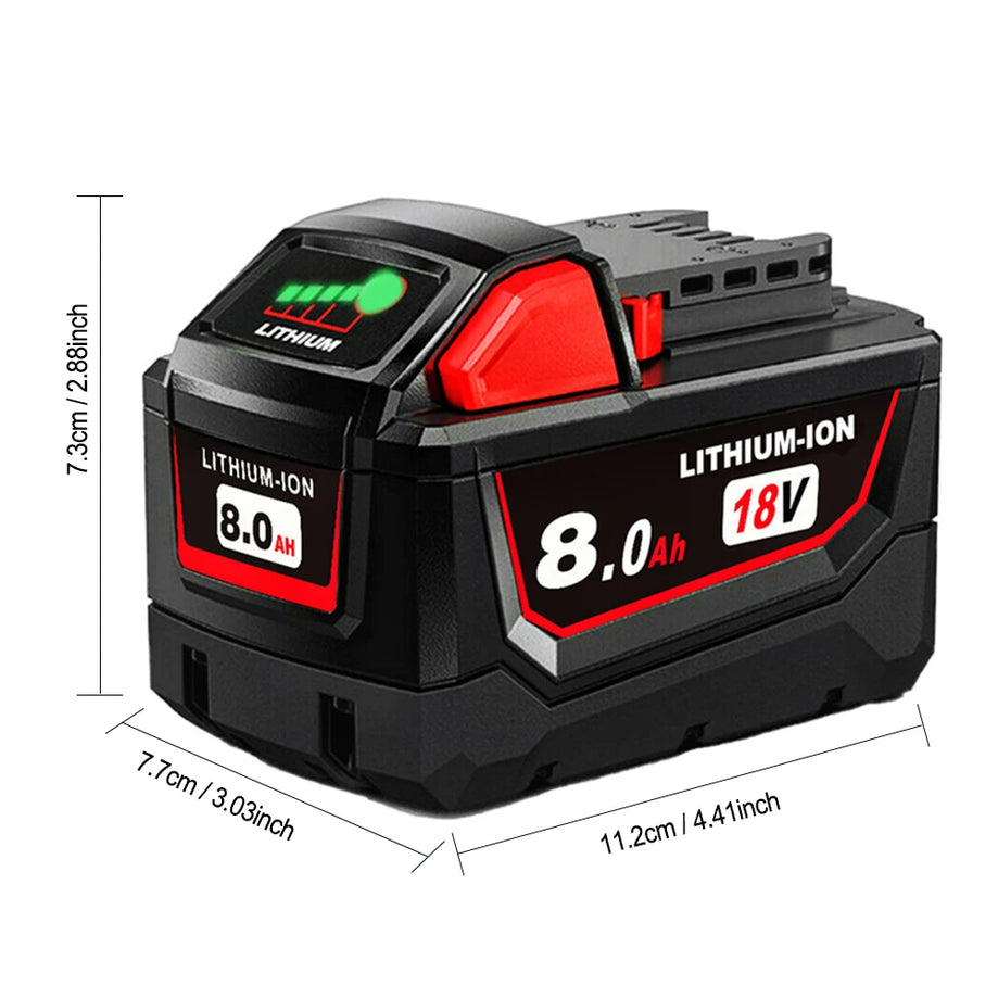 Replacement Battery - 6 Pack 18V 8.0Ah Battery For All Milwaukee M18