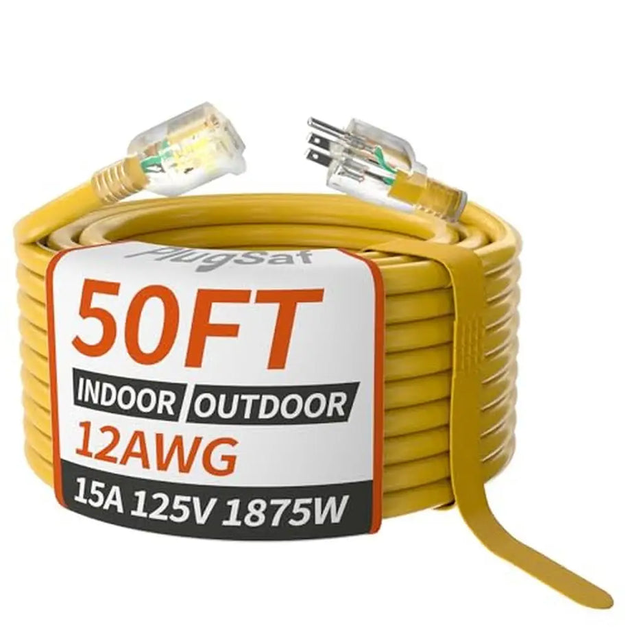 Extension Cord, Heavy Duty - 12 Gauge SJTW Cord 15Amp 1875W 3 Prong ETL Listed