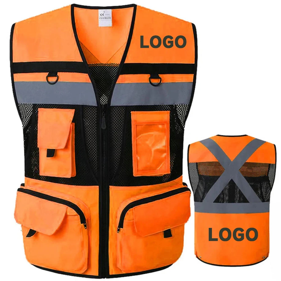 Safety Vest - High Visibility & Reflective w/large pockets & zipper
