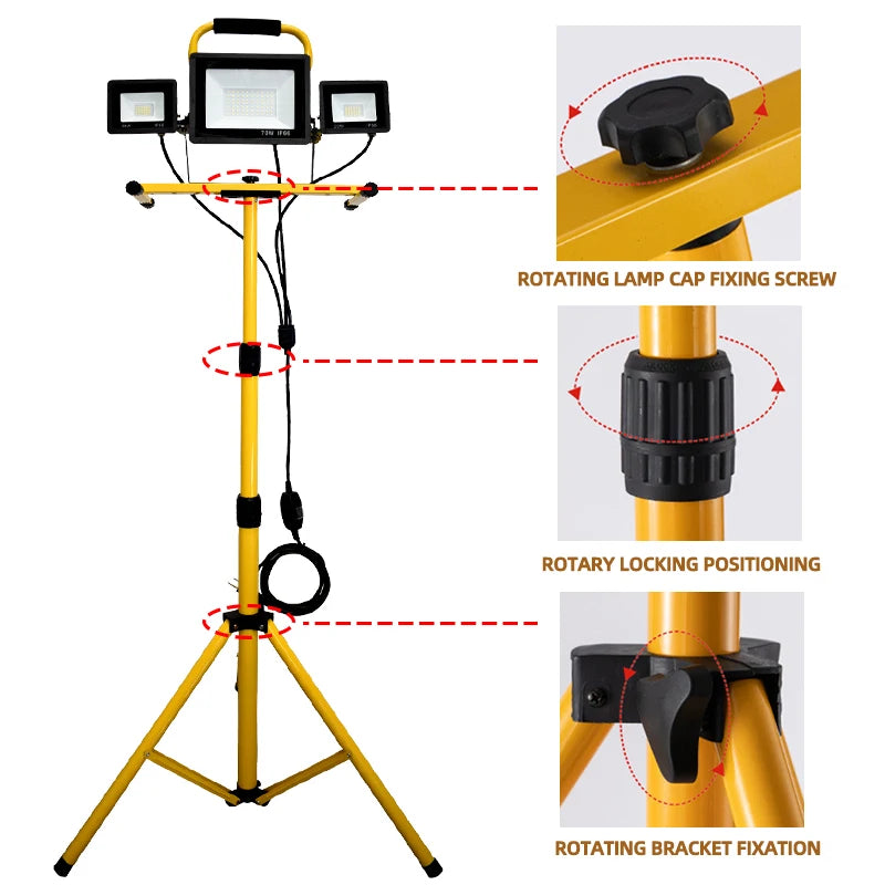 LED Tripod Work Lights 3 Head Portable