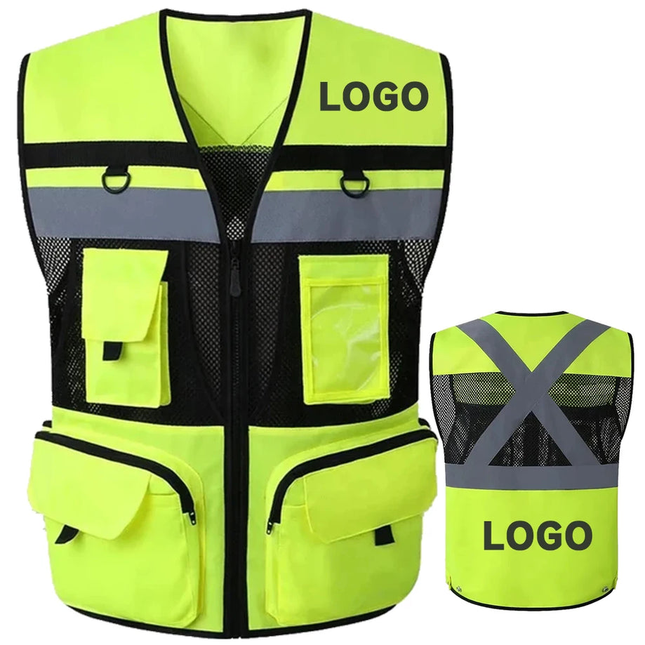 Safety Vest - High Visibility & Reflective w/large pockets & zipper