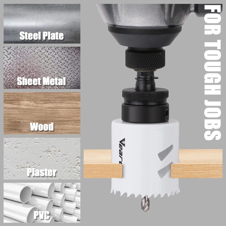 Bi-Metal Cobalt Hole Saw Kit With Arbor - 15Pcs/Set