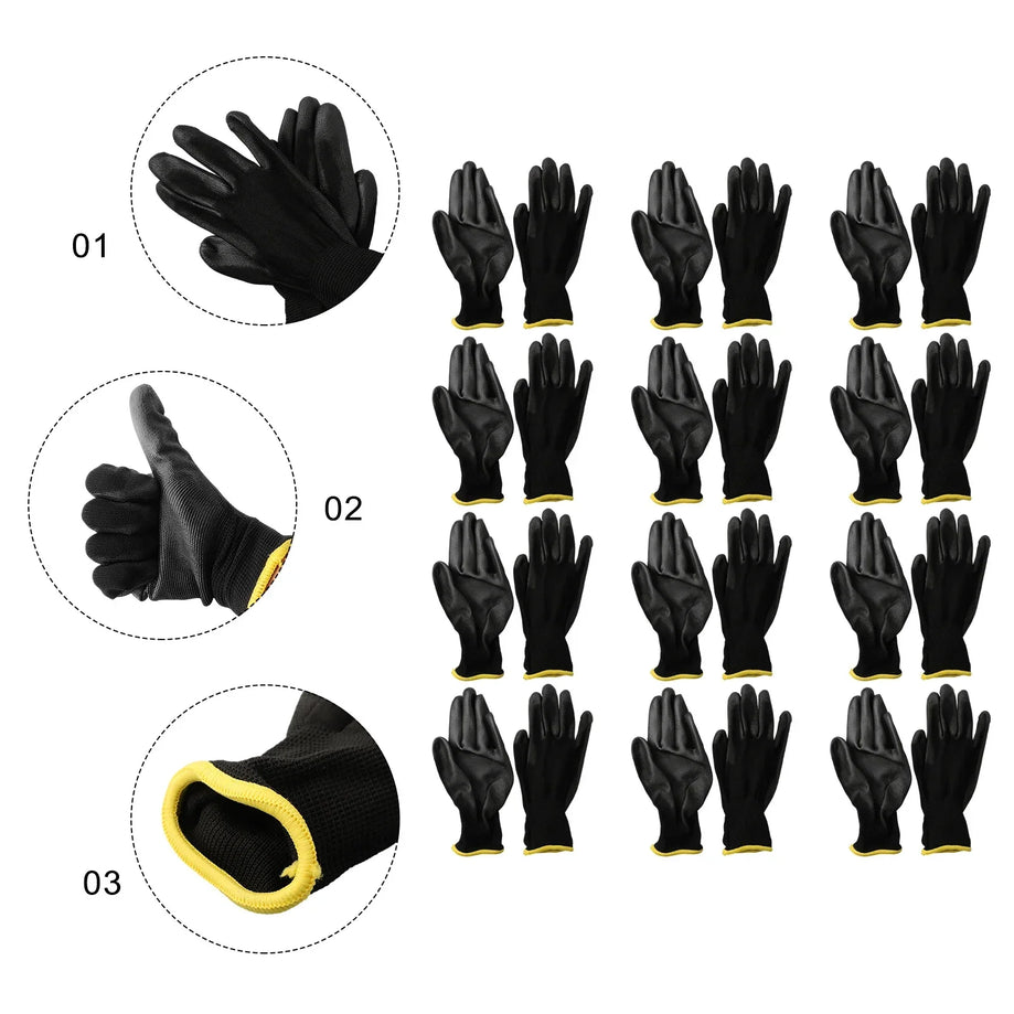 Gloves - 12Pairs Safety Coating Work Gloves l