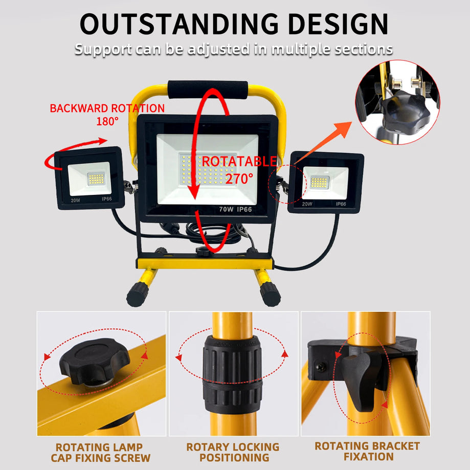 LED Tripod Work Lights 3 Head Portable